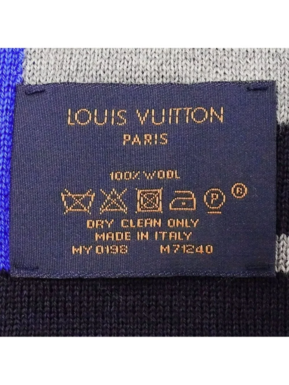 Louis Vuitton Scarf Shawl Wool Echarpe LV Horizon Gray Blue Fall Winter Warm